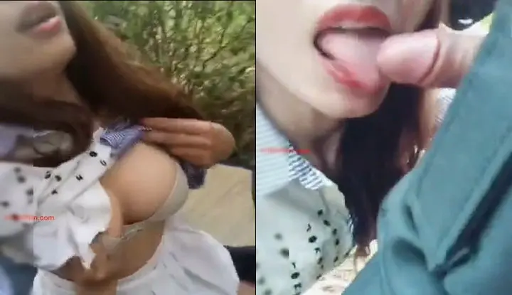 The horny girl went to the woods to have a whisper. The process was so exciting that the uncle couldn't help but cum: "Cum so much."