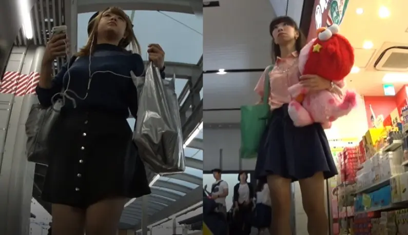 What a genius for secret photography!! The train has arrived at the station~The girl’s panties are gradually getting lighter~Mature sister VS girlish sister~