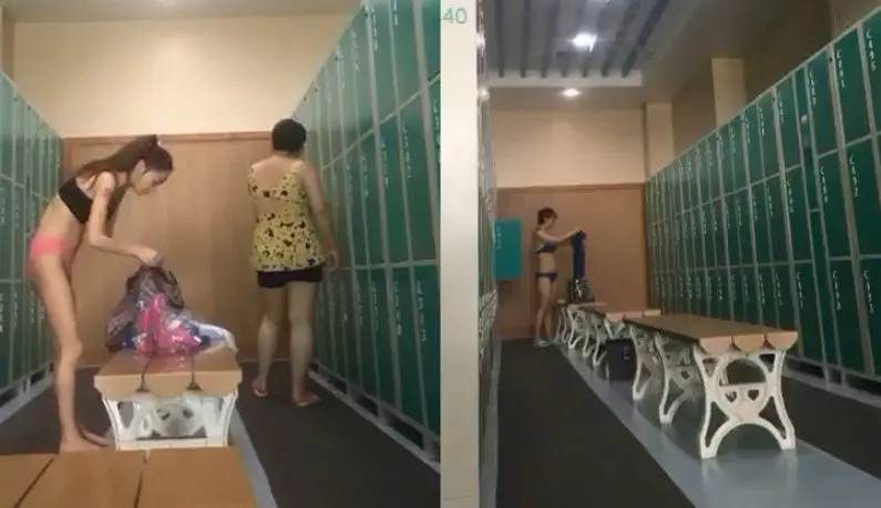 The female anchor sneaked into the swimming pool locker room to help the wolf friends for welfare!! There were so many girls today~ It was so fun to watch~