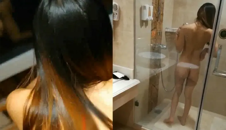 "Cum me~ Please cum in my pussy~" I was peeped in the shower by the room service attendant!!