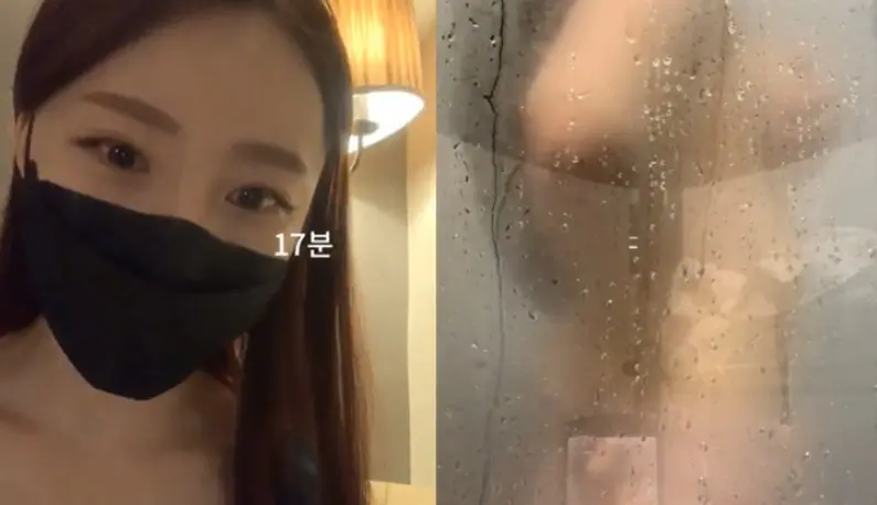 [Korea] The big-breasted sister started a live broadcast as soon as she got home~ Take a bath before going to bed and show it to the dads~
