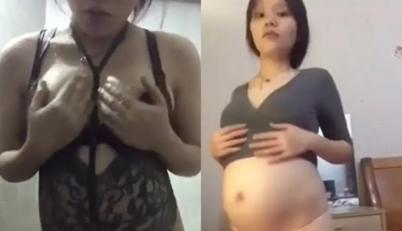 Domestic little girl giving birth to her second child ~ She still has to play with her pussy before giving birth ~