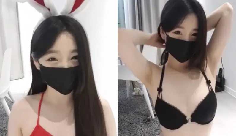 [Korea] The cute and pretty bunny girl is not dealing cards today~ She strips off her clothes and shakes her breasts to make her brothers feel good~