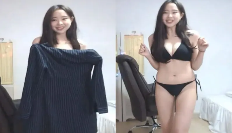 [South Korea] This is the first time for a girl to do a live broadcast and she doesn’t know how to measure it, so she just takes off her clothes!