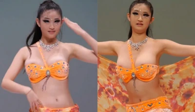 [South Korea] At the dance competition, Oni’s dance clothes couldn’t cover her big breasts, so they all dangled out~