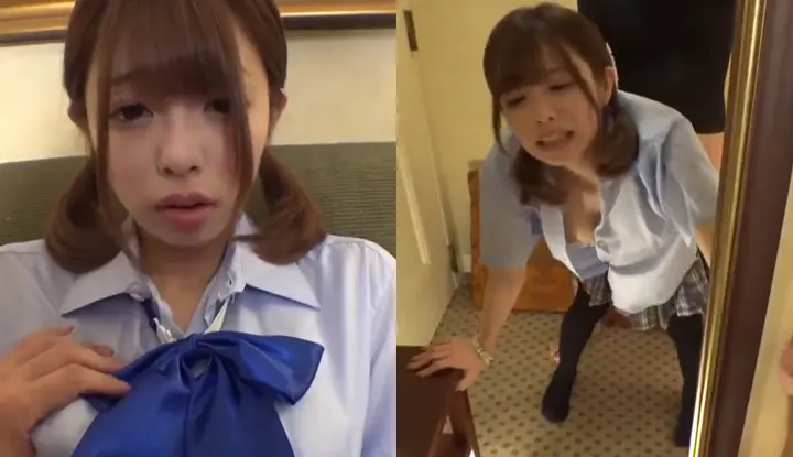 [Japan] Seemingly innocent hairless school girl 1~Turns out she is bohemian and likes to be fucked in front of the mirror
