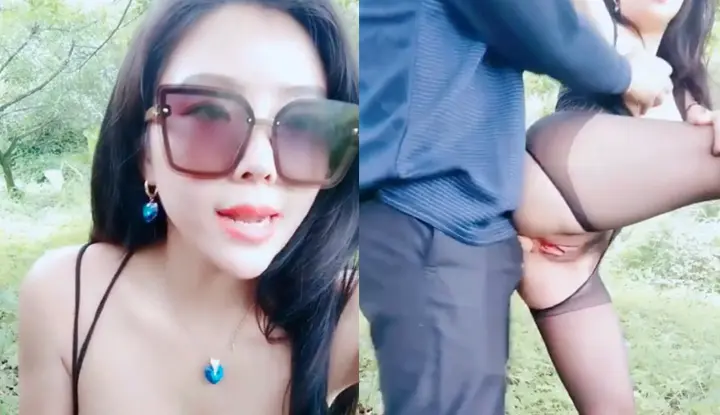 The most beautiful girl hooks up with a construction team member in an outdoor park~ She spreads her legs and fucks her anus hard with a dildo!