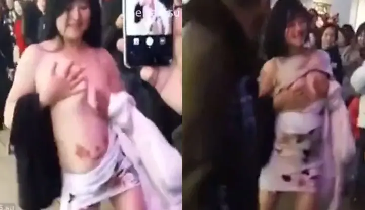 The scandal was exposed online ~ The girl got so drunk that she went crazy and danced on the street, exposing all her elders