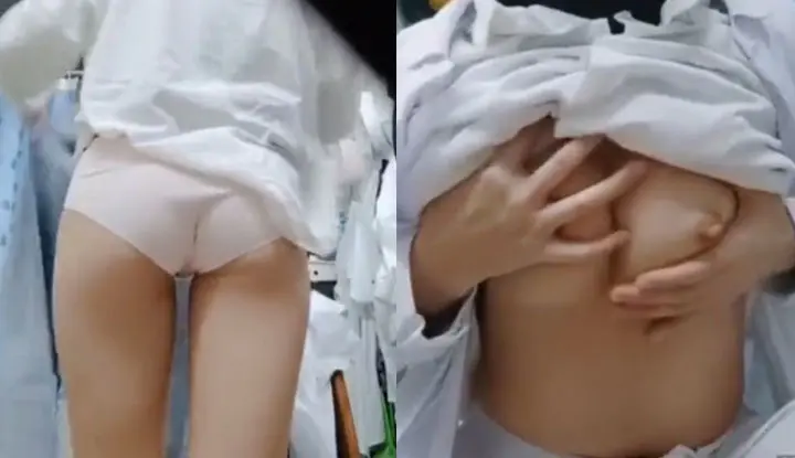 The scandal was exposed on the Internet ~ A nurse from Guangxi Medical University secretly exposed her breasts and played with her nipples during working hours ~