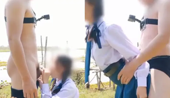 [Thailand] A Thai couple was openly shooting wild guns by the river embankment. When they were finally discovered, they quickly packed up and ran away~