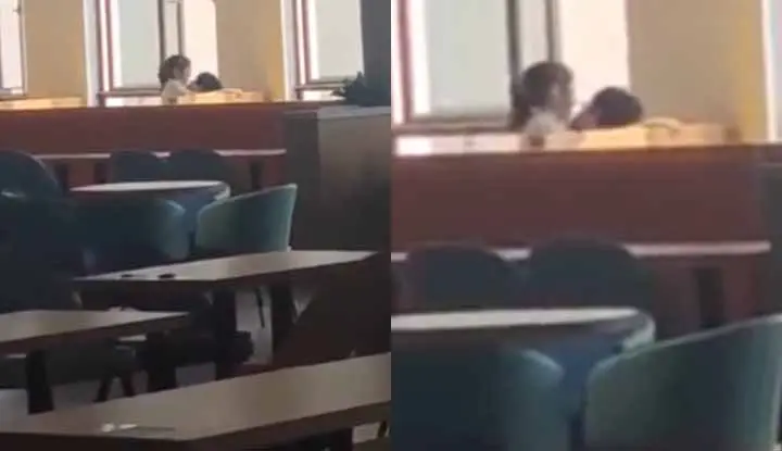 The scandal was exposed on the Internet ~ A young couple applauded for love in public in the cafeteria of Guangdong Science and Trade Vocational College
