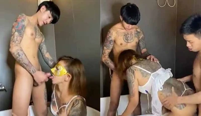 [Thailand] The sexy girl in the mask really knows how to play~ She found two big cocks and young meat to enjoy