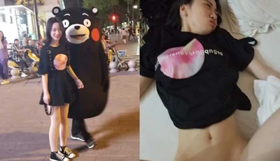 The girl met Kumamon and got fucked by him!