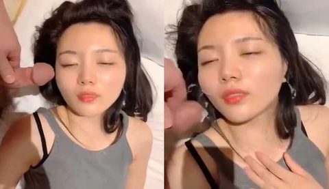 清純女友流出～女友喝醉男友貼心顏射敷面膜