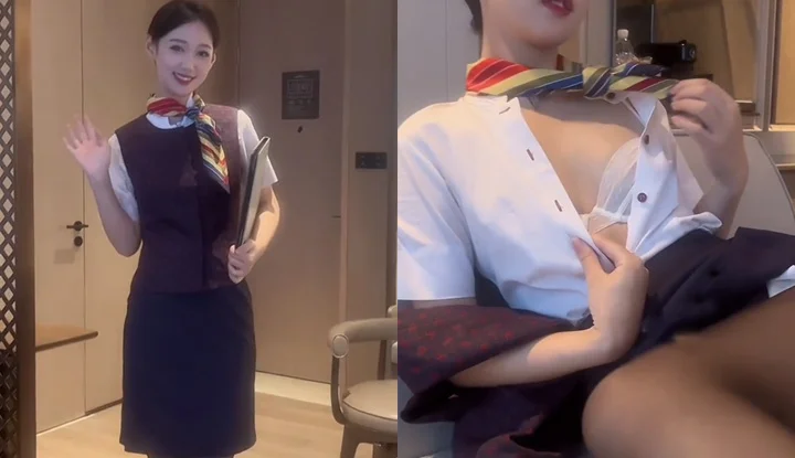 The best young model "Tang Anqi" has a large-scale drama ~ the most beautiful flight attendant moans and screams, rubs her pussy and exposes her pussy