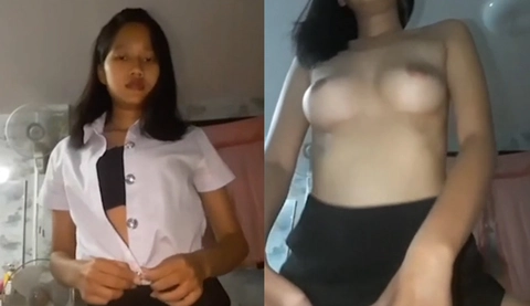 [泰国] 巨乳女学生太想男友的肉棒，只能自拍影片