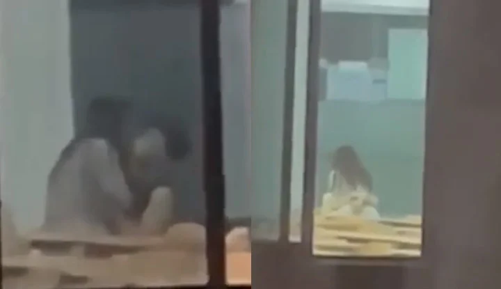 The couple's classroom at Sichuan University of Communication did not turn off the lights while they were having sex. The whole school watched the game and the cannon came out of the cage and turned into a "practice shooting" scene!