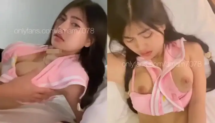 [Thailand] Hot girl in pink sexy school uniform, more exciting without wearing a condom