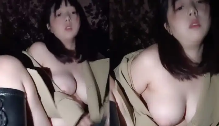 Lusty private filming of a naughty girl with big breasts ~ Going outdoors in the middle of the night to masturbate is so exciting