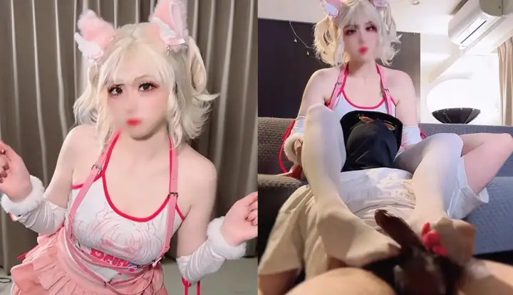 The arrogant and petite idol with cat ears has a private meeting with her boyfriend in the middle of the night. Her cat paws and white stockings grind her cock, which makes her boyfriend almost unbearable.