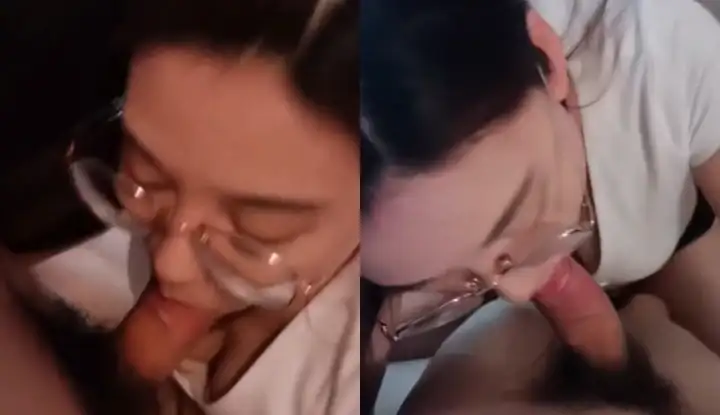 Beautiful girlfriend gives oral sex service, one mouthful after another makes her boyfriend almost unbearable